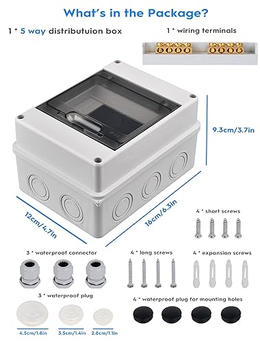 Sicherungskasten Aufputz Verteiler, Verteilerkasten Aufputz ip65 1-reihig für 8 Module, mit Zubehör, Kleinverteiler für Gärten, Feuchtraum - Cheap-Us