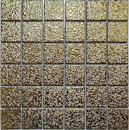 Mosaikmatte Keramik Mosaik Medio uni gold gehämmert - Cheap-Us