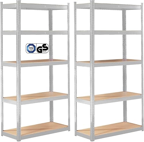 Arebos 2er Set Schwerlastregal 180 x 90 x 40 | 875kg Tragkraft | 0,63 mm | 5 verstellbare MDF-Platten Regal Lagerregal Kellerregal Steckregal Werkstattregal verzinkt - Cheap-Us