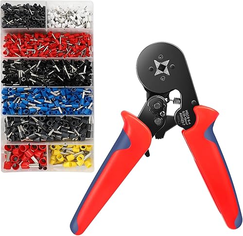 Miiepls Crimpzangen Aderendhülsen Set, Kabelschuhe Set mit Zange 1250 Stück, Kabelschuhzange Crimpzange, Presszange, Aderendhülsen Zange 0,25-10 mm² Ergonomischer Griff Crimp Tool - Cheap-Us