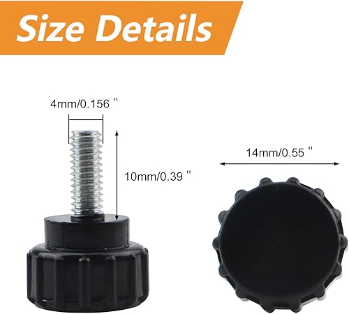 MOROBOR Rändelschraube, 20 Stück, M4 x 20 mm, Karbonstahl, Gewinde, gerändelte Rändelschraube, Griffknöpfe, Rändelschraube für Maschinen mit Aufbewahrungskoffer - Cheap-Us