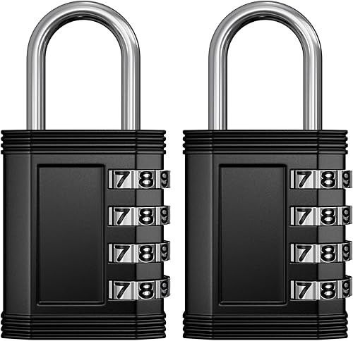 2er Pack 4-Stelliges Zahlenschloss, Diyife Kombinationsschloss Wetterfestes Outdoor-Schließfach Vorhängeschloss für Schulturnhalle, Haspe, Fitnessstudio, Gartenzaun - Schwarz - Cheap-Us