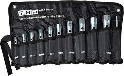 THR Industrieprodukte Rohrsteckschlüsselsatz 10-tlg. 6-27mm in Rolltasche - Cheap-Us