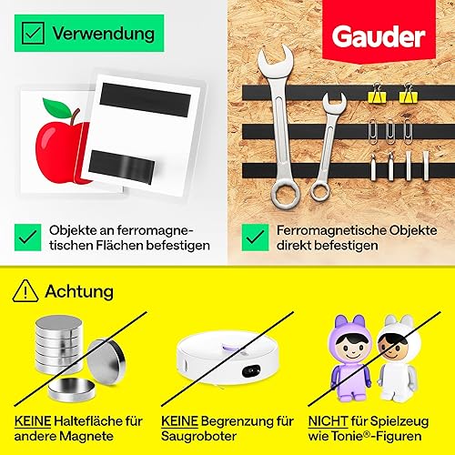 GAUDER Magnetband selbstklebend stark (3 m x 15 mm) | Zuschneidbarer Magnetstreifen mit starkem Kleber | Magnetklebeband für Schule & Haushalt | Magnetklebestreifen mit optimierter Magnetkraft - Cheap-Us