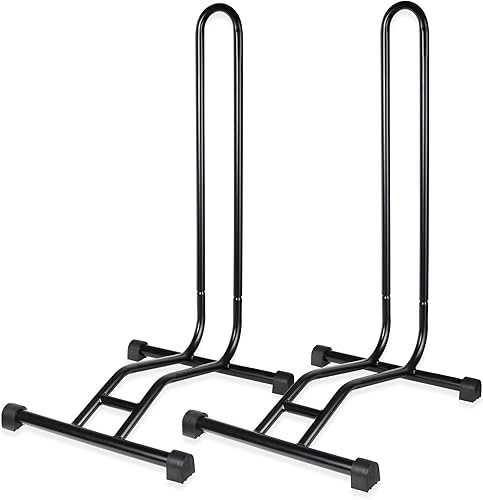 Schramm® 2 Stück Fahrradständer in schwarz oder Silber Bodenständer freistehend Radständer 38 x 42 x 75 cm, Farbe:schwarz - Cheap-Us