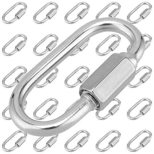 ZEONHEI 28 Stück M4 Edelstahl Kettenglied Schraubverbinder mit Schraubverbinder, 4mm x 40mm Kettenglied Kettenverbinder 4mm, Kettennotglied für Karabiner Hängematte Camping, Outdoor, 160kg Tragkraft - Cheap-Us