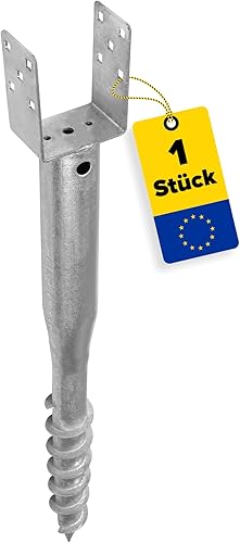 GRUNDLINE - Pfostenträger U Profil - Einschraub Bodenhülsen - Stützenfuß - Einschraubhülsen - U Pfostenträger 70x70 mm - Stutzen - Einschraubbodenhülse - Bodenanker - Erdspieß - Pfostenanker - Cheap-Us