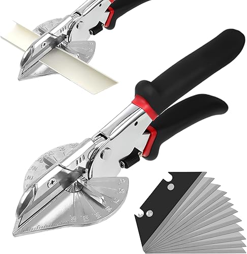 45 grad schneider, Schere für Kabelkanal,Schere mit Winkel Gehrungsschere,präzisen Schnitt Weichholz Zierleiste PVC MDF, verstellbar von 45 bis 135 Grad mit 12 Ersatzklingen - Cheap-Us