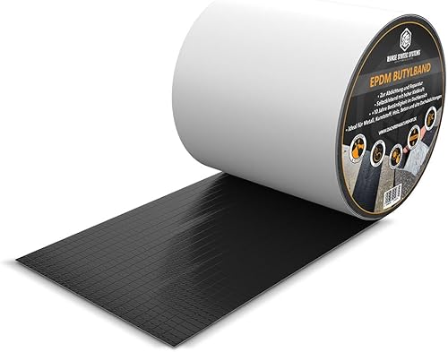 HSS Butylband EPDM Oberlage gewebeverstärkt (10cm x 5m), Abdichtungsband, wasserdichtes Klebeband, Hochwertiges Dichtband mit EPDM, Butylband, Alterungs -, Korrosions - und UV - beständig - Cheap-Us