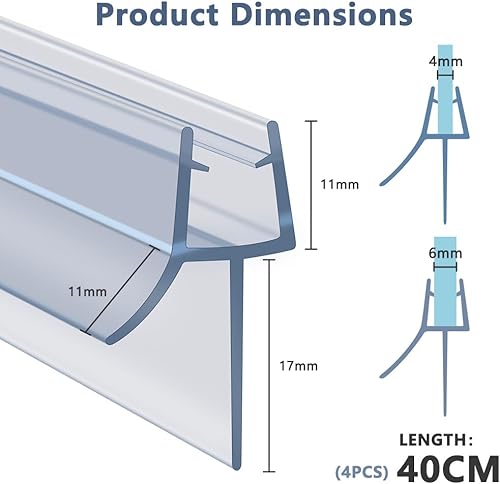 Duschraum flintronic Duschdichtungen für Duschtüren, Ersatz Dichtung 4-6mm Glastür, Duschtürdichtung Wasserabweiser mit Dichtlippe, Dichtung Duschwand Badewanne Duschkabine I Duschabdichtung Gerade - Cheap-Us