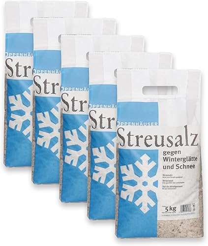 OPPENHÄUSER Premium Auftausalz 25kg deutsches Qualitäts-Streusalz für zuverlässige EIS- und Schneebeseitigung - 5x 5kg - Cheap-Us
