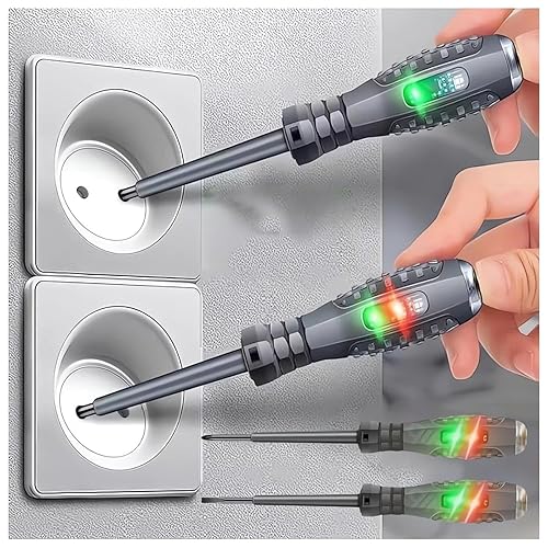 Spannungsprüfer Schraubendreher, 2-in-1-Schraubendreher mit Starkem Drehmoment und Magnet, Phasenprüfer Schraubendreher, Stromprüfer Schraubendreher zur Erkennung von Gleichstromkreisen (2PCS) (A) - Cheap-Us