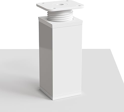 sossai® Design-Möbelfüße MFV1 | höhenverstellbar | 4er Set | Vierkant-Profil: 40 x 40 mm | Farbe: Weiß | Höhe: 60mm (+20mm) | Hochwertige Holzschrauben inklusive - Cheap-Us