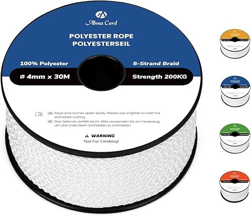 Abma Cord Polyesterseil Schnur Seil 3mm x 30m auf Spule - Weiß - Cheap-Us