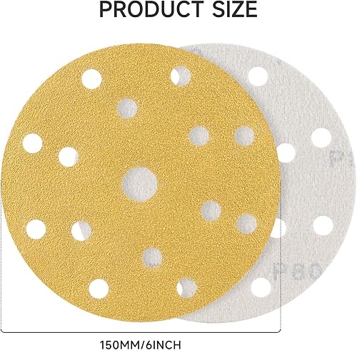 STEBRUAM 50 Stück Schleifscheiben 150mm klett 80 körnung 15 Loch Schleifpapier Set für Rund Exzenterschleifer für Holz Metall und Farbe - Cheap-Us