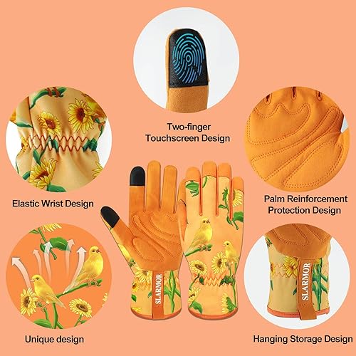 Gartenhandschuhe für Damen,Damen Gartenhandschuhe mit Touchscreen,Mikrofaser Leder Gartenhandschuhe Damen,Frauen Gartenhandschuhe für Hof, Reinigung, Gartenarbeit, Landschaftsbau, Pflücken, Pflanzen - Cheap-Us