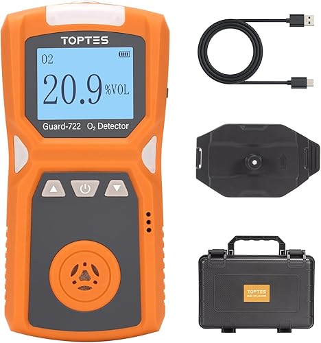 TopTes Guard-756 Aufgerüsteter O2-Monitor, Tragbarer Sauerstoffdetektor, 0,5 s Reaktion, Wiederaufladbar, mit Vibrations-, Licht- & Tonalarmen, Staub- und Explosionsgeschützt, für Arbeit und Zuhause - Cheap-Us