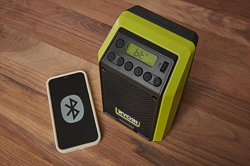 RYOBI 18 V ONE+ Bluetooth-Radio RR18-0 (10 W Ausgangsleistung, ohne Akku und Ladegerät), Grün - Cheap-Us
