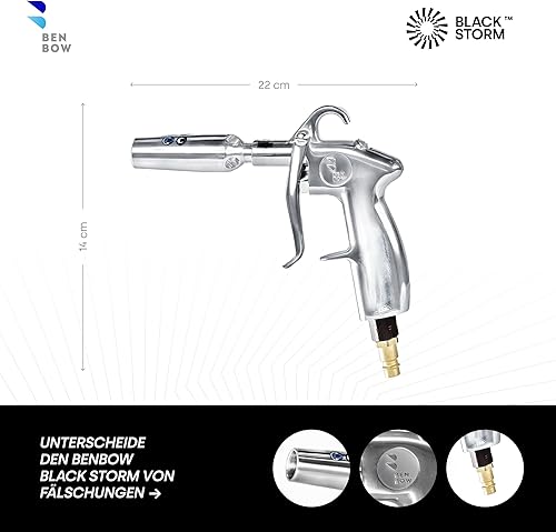 BenBow Trocken Ausblaspistole Classic Autopflege - Druckluft Zubehör zum Wegblasen von Feuchtigkeit, Schmutz und Dreck Blow Gun mit Wirbelwind-Effekt - ohne Behälter - Cheap-Us