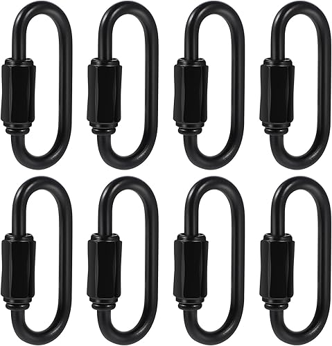 VILLCASE 8 Stück D-Form-Verschlusskarabiner, Schwarze Schnellglieder, Kettenglieder, Strapazierfähige Karabinerhaken, 38X20mm/1,5X0,8 Zoll, Für Camping, Wandern, Rucksäcke, SchlüsselanhäNger - Cheap-Us