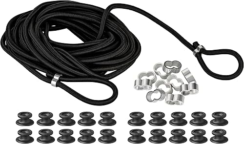 Gummiseil 10 Meter Expanderseil 7,5 mm Gummikordel für Anhänger inkl. 10 Würgeklemmen und 20 Planenknöpfe - Cheap-Us