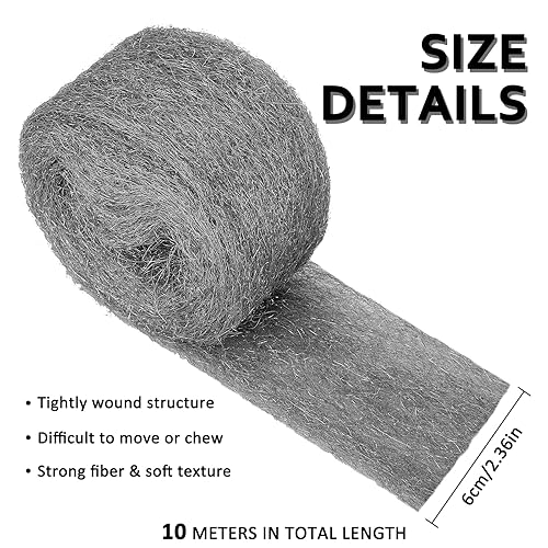 VBNZBK 20 m Stahlwolle Gegen Mäuse, Stahlwolle 0000 Gegen Ratten Fein Gegen Nagetiere Stahlwolle für Löcher und Wand Risse von Haus, Lüftungsgitter Garage Wird mit Einem Paar Handschuhen Geliefert - Cheap-Us