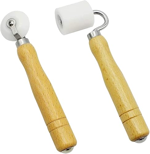 Andrückrolle, 2 Stück Hand Tapete Nahtroller, Andrückwalze für Tapete Kantenumleimer, Holzgriff Andruckrolle Tapezierwerkzeug Andrückroller für Tapete Naht Dekoration Werkzeug - Cheap-Us