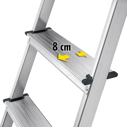 Hailo Stehleiter StandardLine 5 Stufen, belastbar bis 150 kg, mittelgroße Leiter aus Aluminium mit Ablage & Stabiler Holmführung, klappbare Aluleiter rostfrei, Aktuelles Modell L60, Made in Germany - Cheap-Us