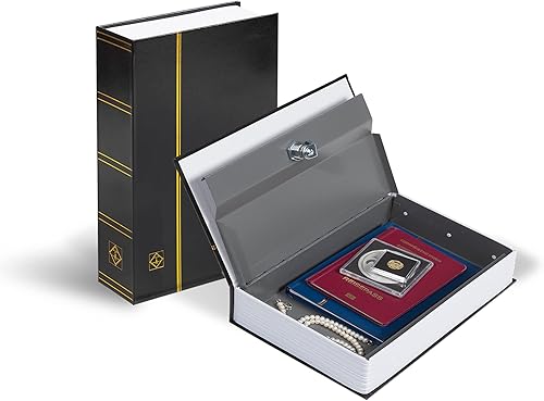 Leuchtturm 361288 Buch-Tresor - Stahl 240 x 155 x 55 mm, Schlüssel-Safe für Wertsachen, Bargeld, Schmuck, Schwarz - Cheap-Us