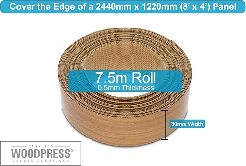 WoodPress® 19mm Buchenholz-Stil Melamin Kantenumleimer mit Schmelzkleber – 7,5m Rolle – Einfaches Aufbügeln für Heimwerker - Cheap-Us