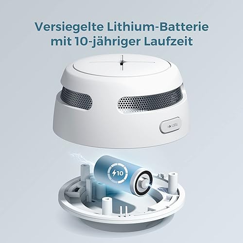 Rauchmelder 6er Set, AEGISLINK 10-Jahres Batterie Mini photoelektrischer Feuermelder, Brandmelder mit Test-/Stummschalt-Taste, Schwacher Batterie Warnung, S500 - Cheap-Us