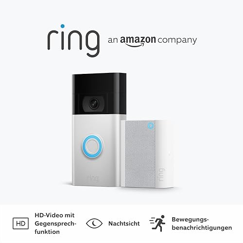 Ring Akku-Videotürklingel (Video Doorbell 2. Gen.) + Chime | Türklingel mit Kamera, 1080p-HD-Video, WLAN, Bewegungserfassung, Nachtsicht | Video-Türsprechanlage für deine Haustür - Cheap-Us
