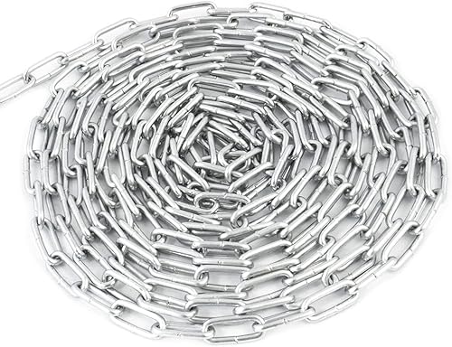 DQ-PP Stahlkette Stahl C15 – 7mm – 5m – Kurzgliedrig – Verzinkt – DIN 5685 – Absperrkette – Metall – Rundstahlkette – Eisenketten – Absperrketten – Zurrketten - Cheap-Us