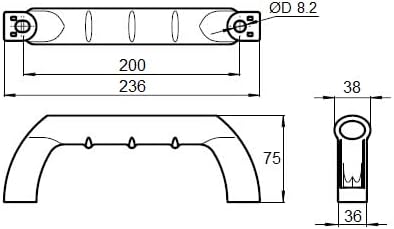 KINETIK MSystem® KM.BG1220 Bügelgriff ERGO mit Abdeckkappen Kunststoff schwarz, Handgriff Haltegriff Türgriff Möbelgriff - 1 Stück (Länge: 160 mm) - Cheap-Us