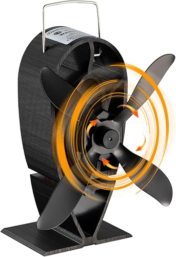 WuYan Ofenventilator, des Walmodells 4 Blättern,ohne Strom Umweltfreundlich für Kaminofen Holzbrenner Feuerstelle Ofenrohr - Cheap-Us