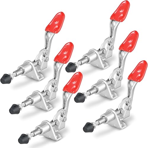 6 Stück Kniehebelspanner, Schnellspanner Spannklemme Waagrechtspanner Knebelklemme Niederhalter Verstellbar Horizontaler Klemme Handwerkszeug mit Schrauben für Maschinenbetrieb, Zimmerei, Schweißen - Cheap-Us