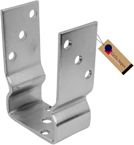GeZu Impex® U-Pfostenträger Edelstahl 71 mm aufdübelbar mit Sicke Pfostenlasche, U-Form mit Wulst aufdübelbar - Cheap-Us