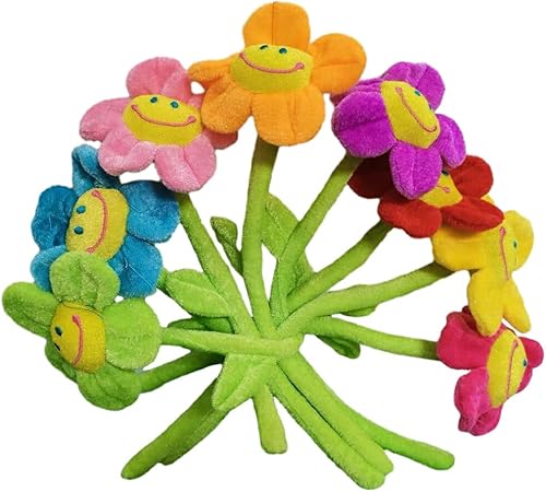 BOKIOESDE 8 Stück Plüschblumen Vorhangschnalle mit biegsamen Stielen und Breiten Anwendungsmöglichkeiten, Sonnenblumen Vorhangschnallen, flexibel - Cheap-Us