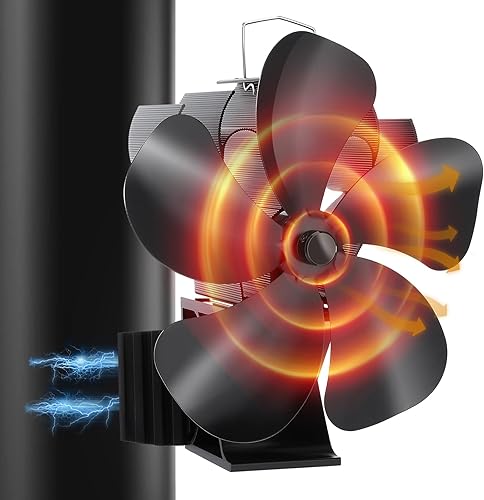 Xmasneed Ofenventilator, 4 Flügel-Kaminventilator Ohne Strom Leiser Betrieb, Magnetisch Ofen Ventilator, Hitzebetrieben Kamin Ventilator Ohne Strom für Holz/Holzbrenner/Kamin - Cheap-Us