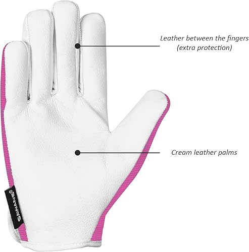 SAWANS Leder-Gartenhandschuhe für Damen und Herren, dornensichere Gartenhandschuhe für Damen und Herren, ideales Gartengeschenk, langlebige Ziegenleder-Arbeitshandschuhe - Cheap-Us
