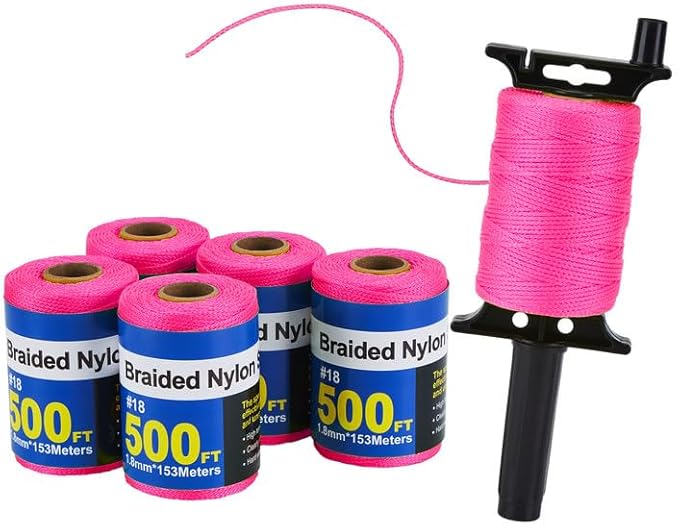 IMAGE 6 stück Maurerschnur- # 18 geflochtene Nylonschnur 152m Nylon mit nachladbaren Linie Reel Twine Richtschnur Spannschnur Bauschnur Tool für Gartenarbeit Handarbeit Mauerwerk oder Camping (Rosa) - Cheap-Us