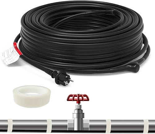 HEATIT JHSD 2m Heizkabel mit Thermostat Ideal für WasserleitungWder Pflanzen, wasserdichte Begleitheizung, Innen-Rohrbegleitheizung Vorkonfektioniert mit Stecker 17W/m 230V - Cheap-Us