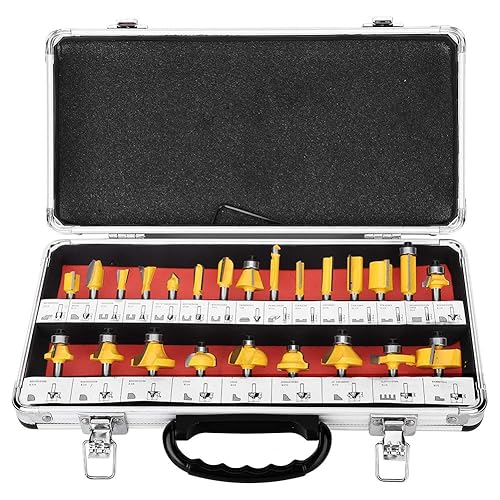 Cocoarm 24tlg Fräser Set Holzfräser 1 / 4in Schaft Router Bit Set Holzbearbeitungswerkzeug Kit Tischlerzubehör - Cheap-Us