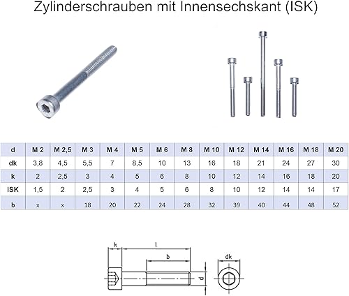 Zylinderschrauben mit Innensechskant M8X120 4 Stück DIN 912 A2 Edelstahl - Cheap-Us