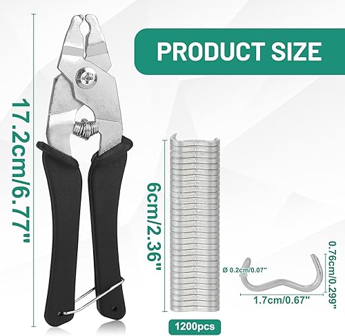 DBREAKS Wurstclipper Zange, Hog Ringzange, Sprengringzange mit 1200 Clips, Wurstclipper Set Zaunzange Hog Ring Zange, für Matratzen Auto Kissen Zäune Pet Käfige - Cheap-Us