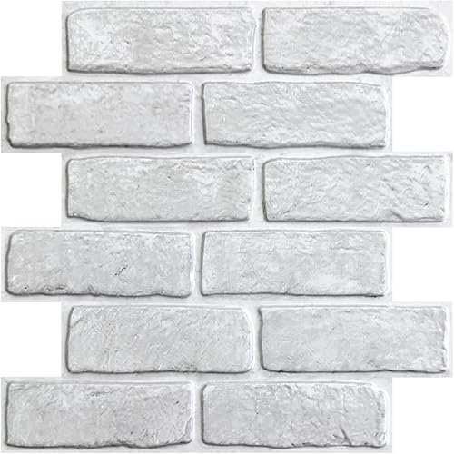 Commomy 10 Stück 3D Wandpaneele Steinoptik Selbstklebend 30 x 30 cm Tapete Steinoptik Tapete Ziegel PVC Steintapete Selbstklebende Wandverkleidung für Wohnzimmer Schlafzimmer Küche Kamin - Cheap-Us