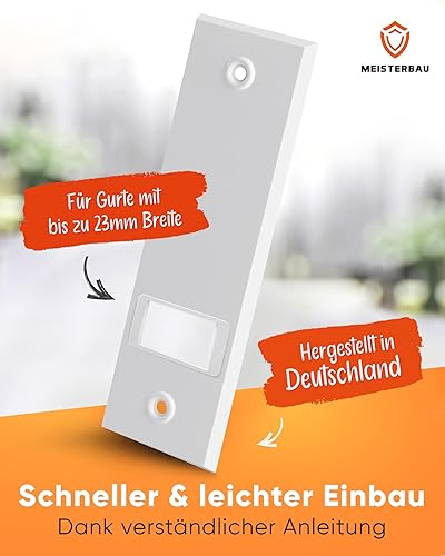 MEISTERBAU - Rolladengurt Abdeckung mit 160mm Lochabstand [6 Stück] - Hochwertige Rollladen Abdeckung [Made in Germany] - Gurtwickler Abdeckung für Rollladengurt 23mm - Robuste Rolladen Abdeckplatte - Cheap-Us