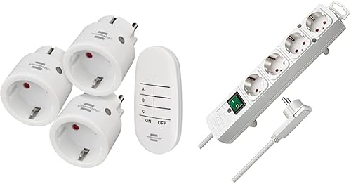 Brennenstuhl Comfort-Line Funksteckdosen-Set Mini 3+1, 3er Funkschalt-Set (Innenbereich, mit Handsender und erhöhtem Berührungsschutz) weiß - Cheap-Us