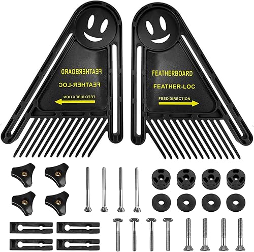 Doppel Featherboard Tischsäge Set, 21 × 16.5 cm Federbrettern mit Schrauben und Unterlegscheiben, Fräslift Zubehör, ​für Tischsägen, Bandsägen, Frästische, Zäune Werkzeuge (Schwarz) - Cheap-Us