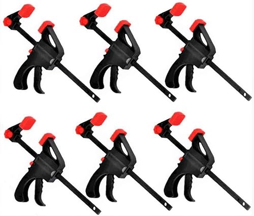 KAHEIGN 6Pcs Quick Grip Klemmen Schnellgriffklemmen, 4-Zoll Ratschenstangenklemmen Einhandstangenklemme für Holz Schnelle und einfache Klemmung - Cheap-Us